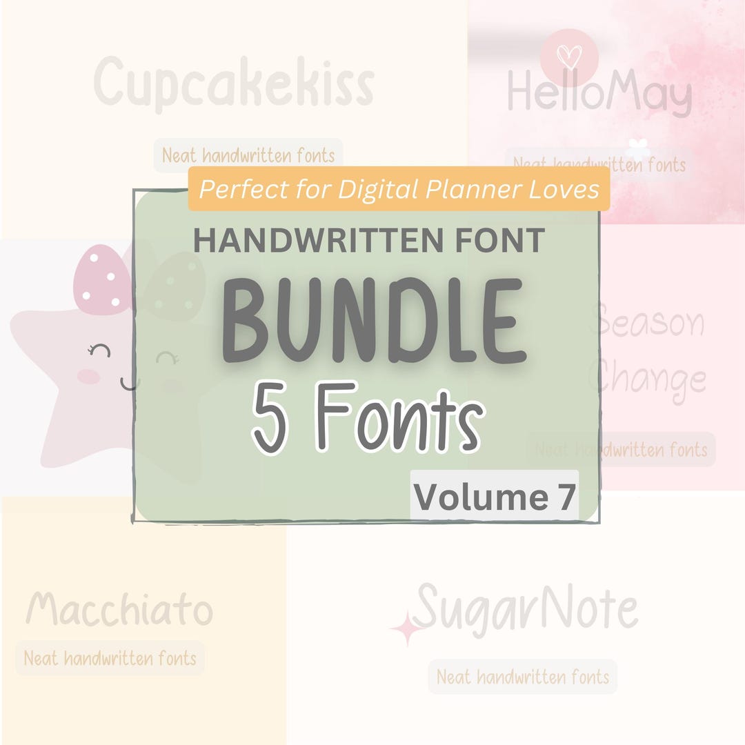 Handwritten Font Bundle 5 Fonts for Planner, Canva, Digital Planner ...