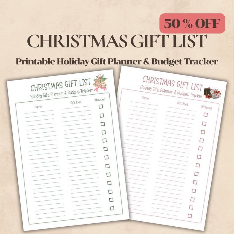 Activity Budget Format Christmas Gift List Template, Printable Holiday Gift Tracker Planner ...