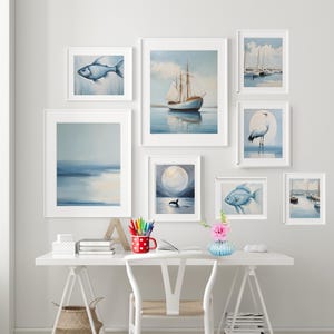 Vibrant Nautical Art Set: 75 Eclectic Prints for Maximalist Gallery Wall, digital download