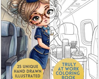 Truly at Work Coloring Book | 25 Career Coloring Pages for Adults | Printable Coloring Book | Alcohol Marker & Procreate Download Volume 7