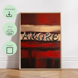 Amore Poster, Stripe Print, Kitchen Wall Decor Art, Dopamine Decor, Eclectic Wall Art, Maximalist Poster Digital Download