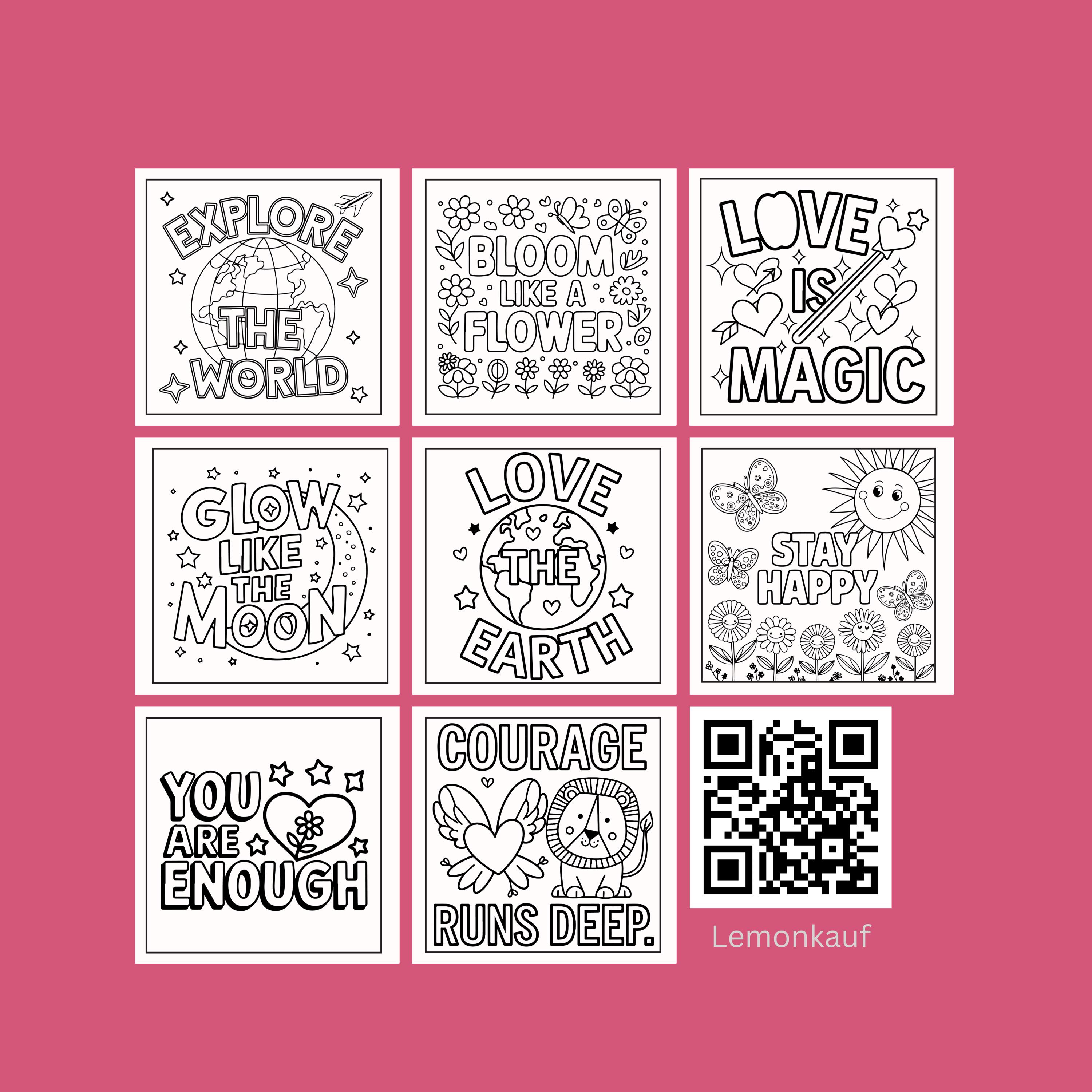 Self Love Positive Affirmation Coloring Pages for Girls | Inspirational ...