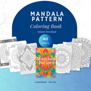 Mandala Pattern Coloring Pages | Inspirational Mandala Coloring Pages PDF Instant Download 40 Pages Coloring Book for Stress Relief Relaxing