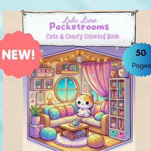Pocket Room Cozy & Comfy 50 Ausmalseiten Lulu Luna Coloring Books, süß bequem Malseiten, Digitaler Download pdf Taschenzimmer