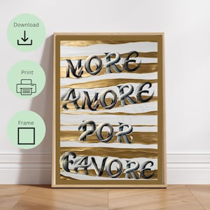 Amore poster, stripe print wall decoration art dopamine decor, eclectic wall art, maximalist poster more Amore por favore digital download