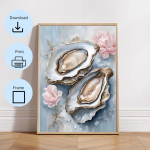 Oyster Shell Colorful Pastel Abstract Coastal Beach House Wall Art Print Summer Dining Room Kitchen Print Beach Kitchen Art digital download
