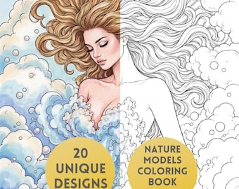 Nature Models Coloring Book for Adults | 20 Women & Nature Coloring Pages | Floral Fantasy Printable | Digital Download | Procreate