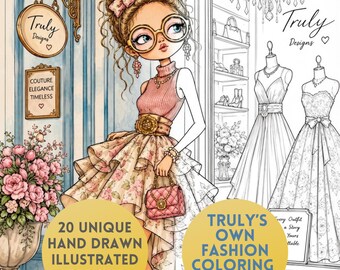 Truly’s Own Fashion Coloring Book | 20 Fashion Coloring Pages for Adults | Printable Coloring Book | Alcohol Marker & Procreate Volume 8