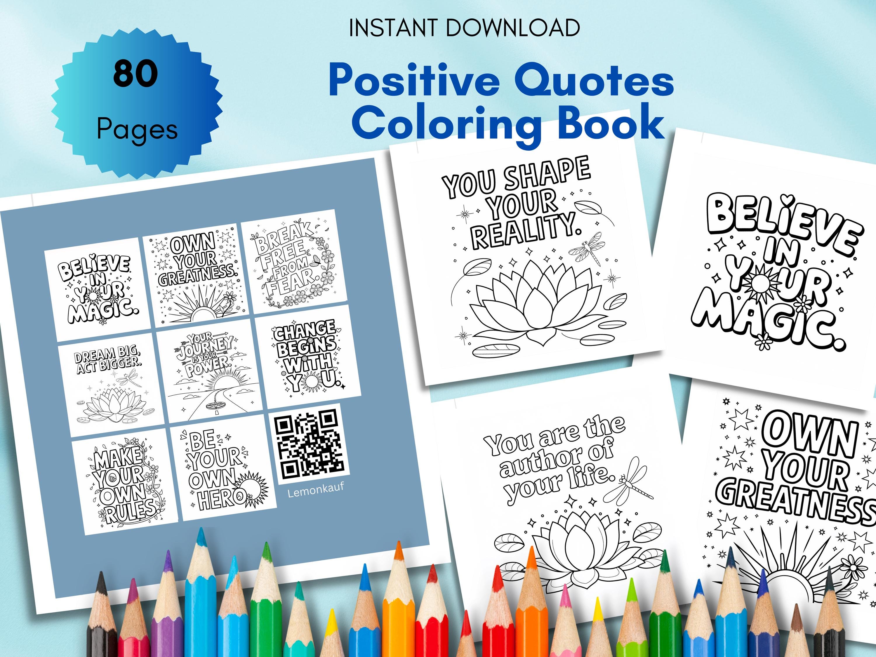 Positive Affirmations Coloring Pages | Inspirational Motivational ...