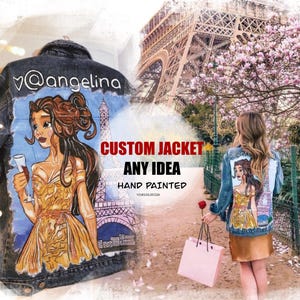 Op maat gemaakt jack voor vrouwen met favoriete personages - Cartoon Art on Denim