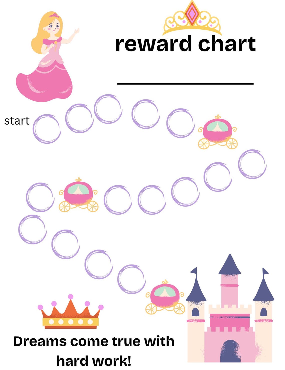 Printable Princess Reward Chart - Pink Behavior Chart - Etsy