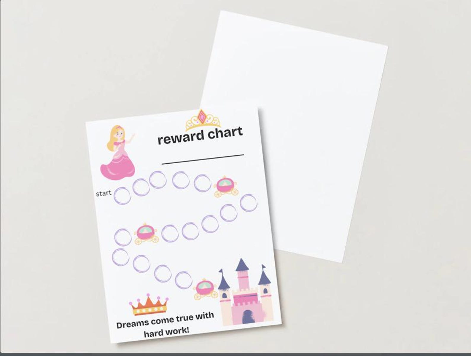 Printable Princess Reward Chart - Pink Behavior Chart - Etsy