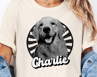 Custom Photo Custom T-Shirt, Personalized Vintage Tee, Gift for Pet Owners, Father's Day Gift, Cat Dad Shirt, Dog Mom Shirt, Pet Lover, B&W