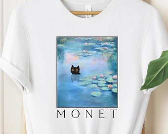 Monet Waterlily Cat T-Shirt: Claude Monet Inspired Unisex Tee
