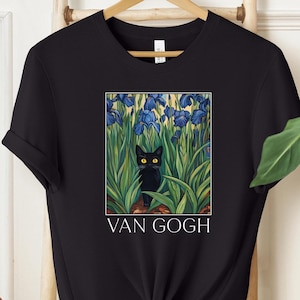 Van Gogh Inspired Cat Shirt, Funny Cat Tee, Flowers Shirt, Ladies Tshirt, Gift Idea, Van Gogh Irises