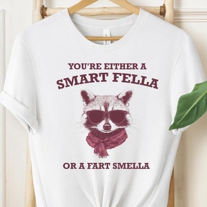 ¿Eres un tipo inteligente o huele a pedos? Camiseta retro de dibujos animados, camiseta divertida y rara, camiseta de meme, camiseta de mapache panda basura, unisex