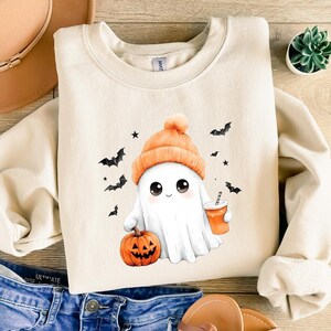 Ghost Sweatshirt | Cute Halloween & Fall Hoodie | Spooky Season Gift | Pumpkin Graphic Pullover for Women