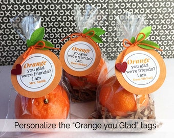 KIT Valentines Orange You Glad We're Friends/Clementines / Kids Classroom Treats / PERSONALIZED TAG / Co-Worker Treats