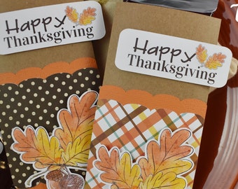 Kit Thanksgiving Candy Bar Wrap/Candy Card, Acorn, Leaves, Place Setting, Co-Workers Treat, Employees, Office Treats, Table Decoration