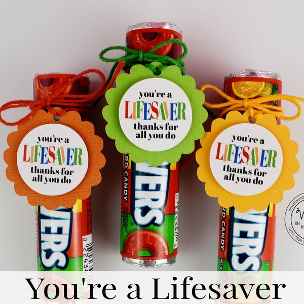 PRE-MADE You're a Lifesaver Tag/Employee Appreciation / Nurse Appreciation/Blood Drive/First Responder /Volunteers /CoWorker Gifts/ Firemen