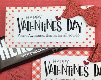 KIT You're Awesome Valentines Day / Candy Card / Employee gift / Candy Bar Wrappers / CoWorker Gift /office Staff gifts treat