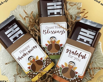 Kit Thanksgiving Candy Bar Wrap / Table Decor / Blessings/Grateful/Place Setting, Co-Workers Treat, Employees Gift / Party Favor / Turkey