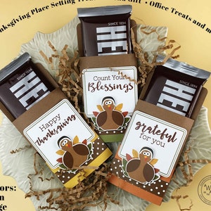 Kit Thanksgiving Candy Bar Wrap / Table Decor / Blessings/Grateful/Place Setting, Co-Workers Treat, Employees Gift / Party Favor / Turkey