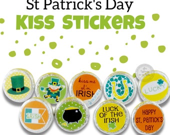 99 KISS STICKERS St Patrick's Day Kiss Stickers, Classroom Treat, CoWorker Treats, Employee gifts, Office Staff, SchooL