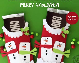 KIT Christmas Snowman Candy Bar Wrapper, Party Favor, Table Decor, Place Setting, Office Staff Treats Chocolate