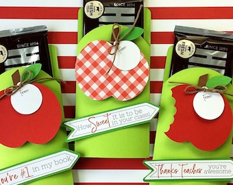 KIT Teacher Gift Candy Bar Wrapper-Bitten Apple, School Office Staff Gifts, Librarians, Bus Drivers, Lunch Ladies, Back to School