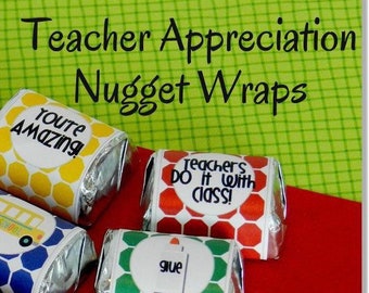 PDF 12 School Themed Chocolate Nugget Wraps for Teacher Appreciation Gift Ideas / Candy Wraps / Teacher Appreciation Candy Wraps /Teachers