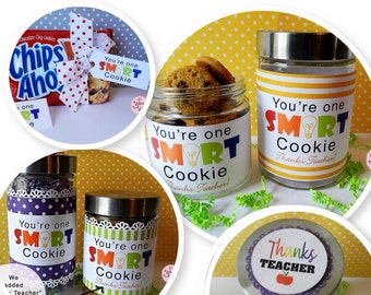Smart Cookie / Teacher Appreciation Git Ideas / Tags & Labels-You're One Smart Cookie  Thanks Teacher / Gift Ideas