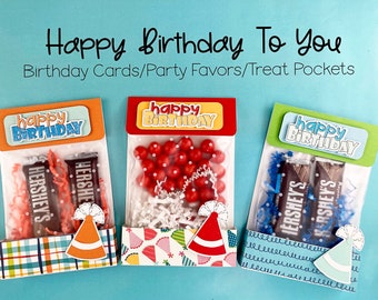 KIT Happy Birthday Card with Treats for  Office Staff,  CoWorker, Employee, Friends / Great for Any Birthday Boy, Even Adults/ Party Favors