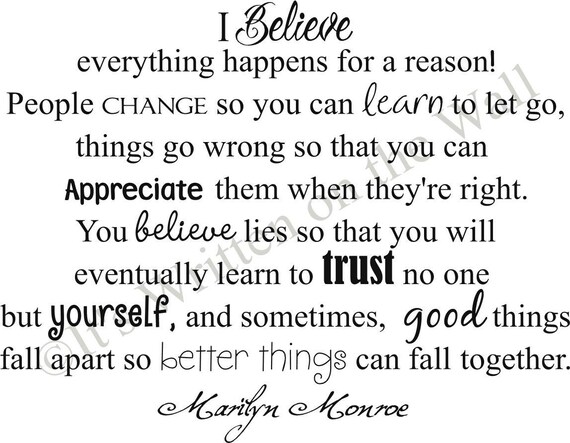 Items Similar To Marilyn Monroe Quote 18x21 I Believe Everything