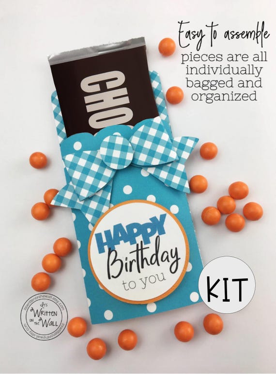 KIT Birthday Candy Bar Wrapper, Party Favor, Gift Table Decor, Place Seating, Office staff, Employees, Coworker treats