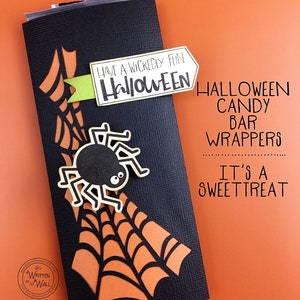 KIT Halloween Candy Bar Wrappers / Spider Web Candy Card, Halloween Treats, Gifts, Party Favor, Game Prize, Hershey, Classroom treats image 2