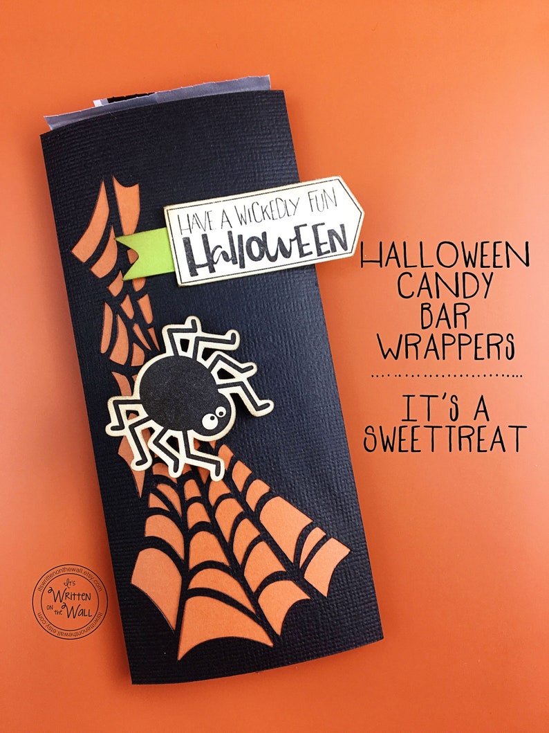 KIT Halloween Candy Bar Wrappers / Spider Web Candy Card, Halloween Treats, Gifts, Party Favor, Game Prize, Hershey, Classroom treats image 2