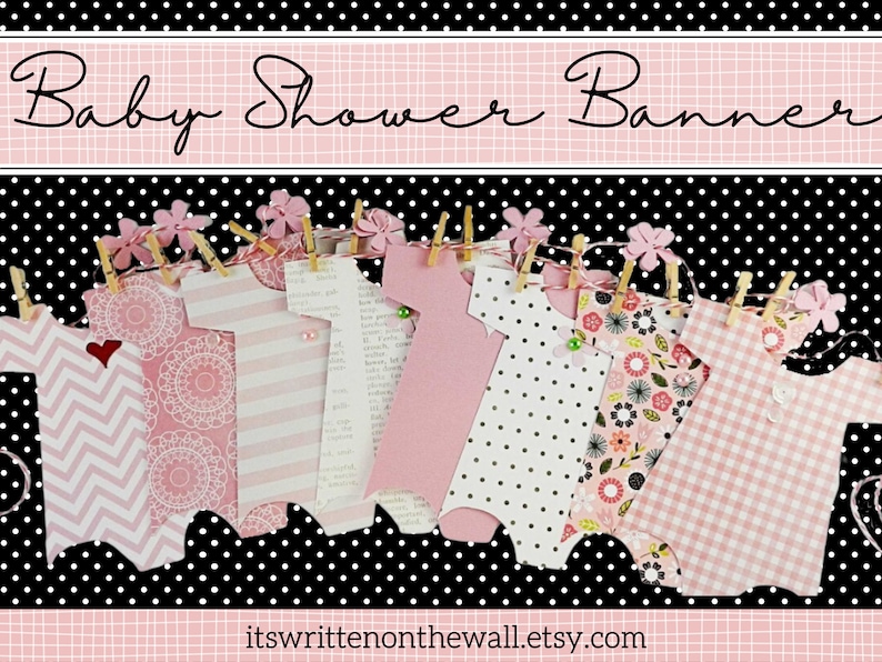PREMADE 8 Onesies Banner for Baby Shower  /Decoration Baby image 1