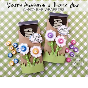 Kit Button Flower Candy Bar Wrapper Thank You, You&#39;re Awesome CoWorkers Employee Gifts