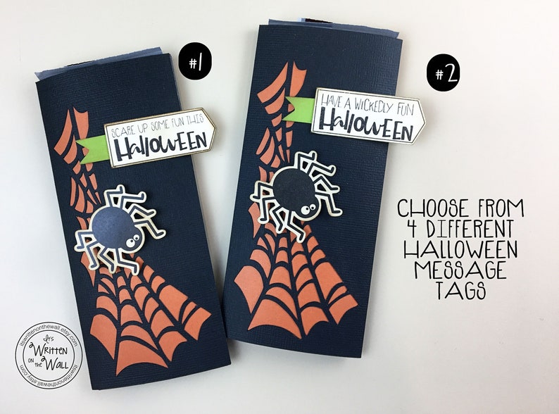 KIT Halloween Candy Bar Wrappers / Spider Web Candy Card, Halloween Treats, Gifts, Party Favor, Game Prize, Hershey, Classroom treats image 4