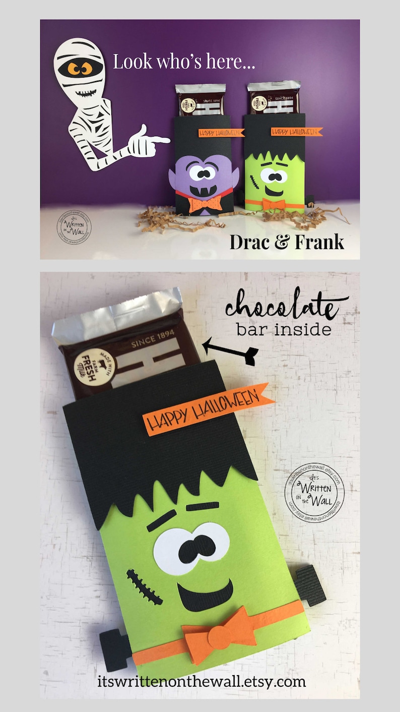 KIT Frankenstein & Dracula Candy Card /Candy bar wrapper/ Party Favor / Co-Workers Treat / Employee Gift / Teacher Appreciation / Hershey image 3