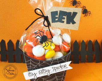 KIT Halloween Treat Box, Itsy Bitsy Spider Treat Box, Teacher Appreciation, Party Favor, Candy Bag, Co-Worker Treat, Office Treat, Classroom