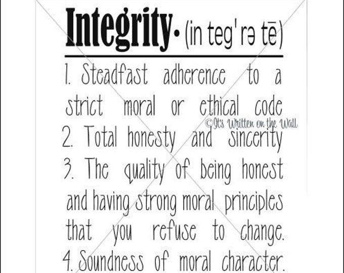 Integrity Definition Vinyl Lettering Wall Saying SEE 61 Vinyl Etsy