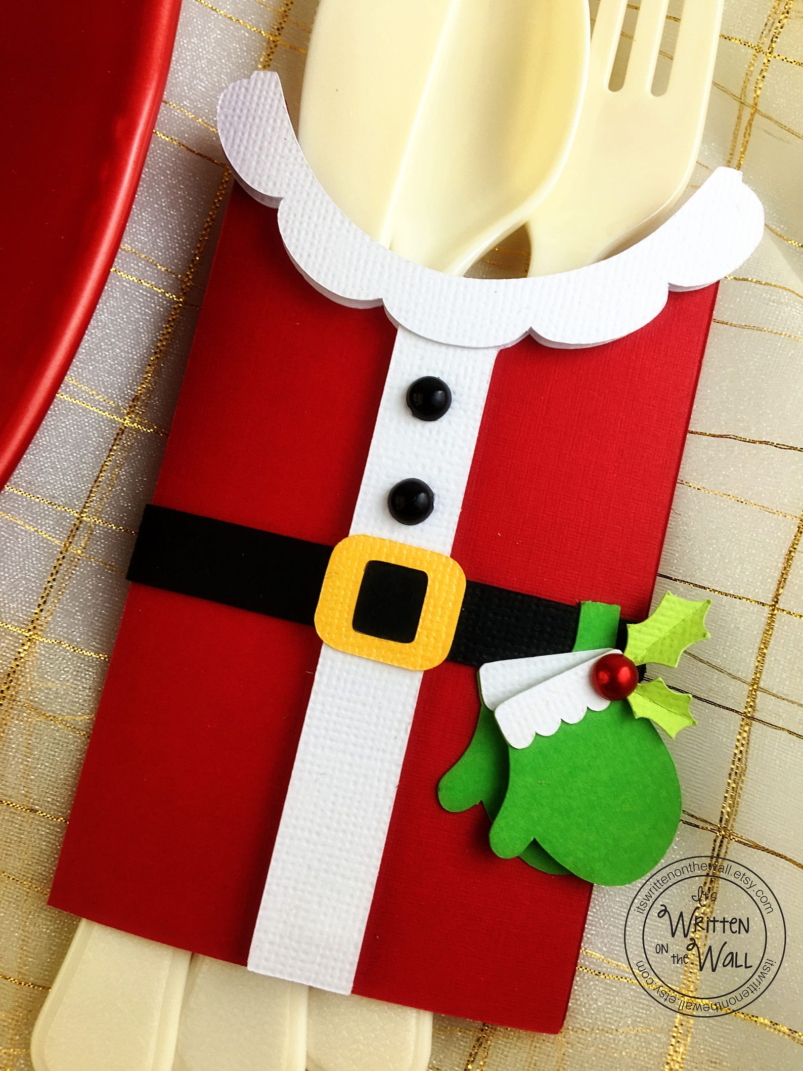 KIT Utensil Holder Santa Claus Party Tableware Christmas Etsy