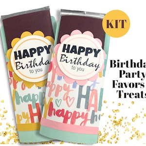 KIT Birthday Candy Bar Wrapper Party Favor, Table Decor, Place Seating, Office staff, Employees, Coworker treats