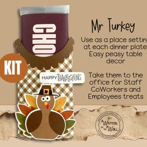 Kit de envoltorios para barras de chocolate con forma de pavo para Acción de Gracias, recuerdos para fiestas, decoración de mesa, para colocar asientos, para personal de oficina, empleados y compañeros de trabajo. imagen 1