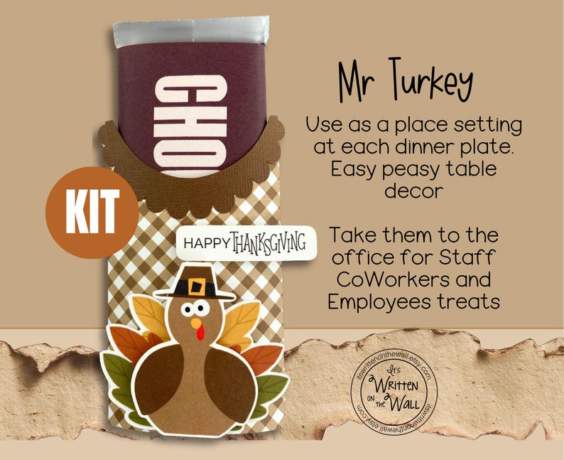 Kit de envoltorios para barras de chocolate con forma de pavo para Acción de Gracias, recuerdos para fiestas, decoración de mesa, para colocar asientos, para personal de oficina, empleados y compañeros de trabajo. imagen 1