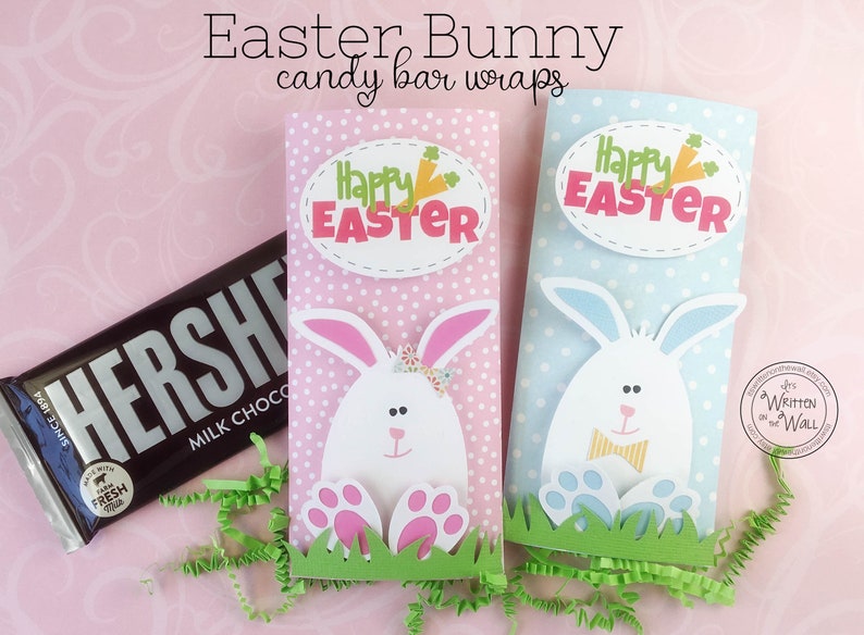 KIT Happy Easter Candy Candy Bar Wraps Easter Bunny Employee Appreciation Easter Baskets Co-Worker Gifts Teacher Gifts /Staff image 1