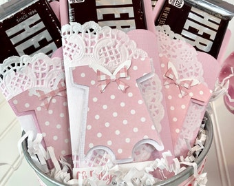 Kit Girl Baby Shower, Candy Card, Party Favors, Candy Bar Wrappers, Party Guest Gift, Candy Card, Treat, Game Prize, Onesie