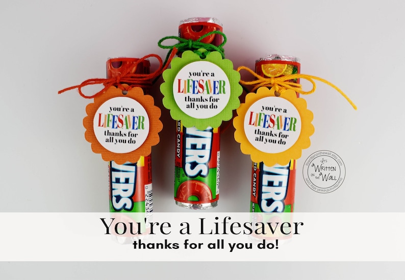 PRE-MADE You're a Lifesaver Tag/Employee Appreciation / Nurse Appreciation/Blood Drive/First Responder /Volunteers /CoWorker Gifts/ Firemen image 1